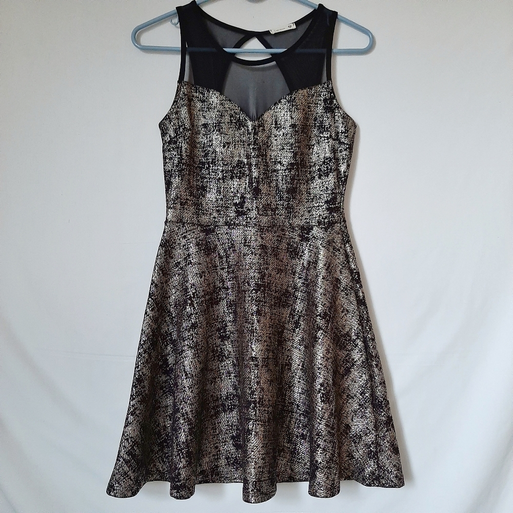 Gold Foil Sleeveless Mini Dress Size S